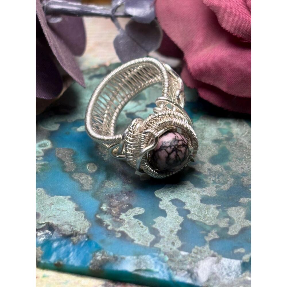 Artisan Rhodonite Ring Size 8 - Picture 2 of 10